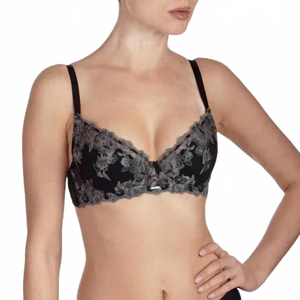 NEW AJOUR sensual floral lace bra in black